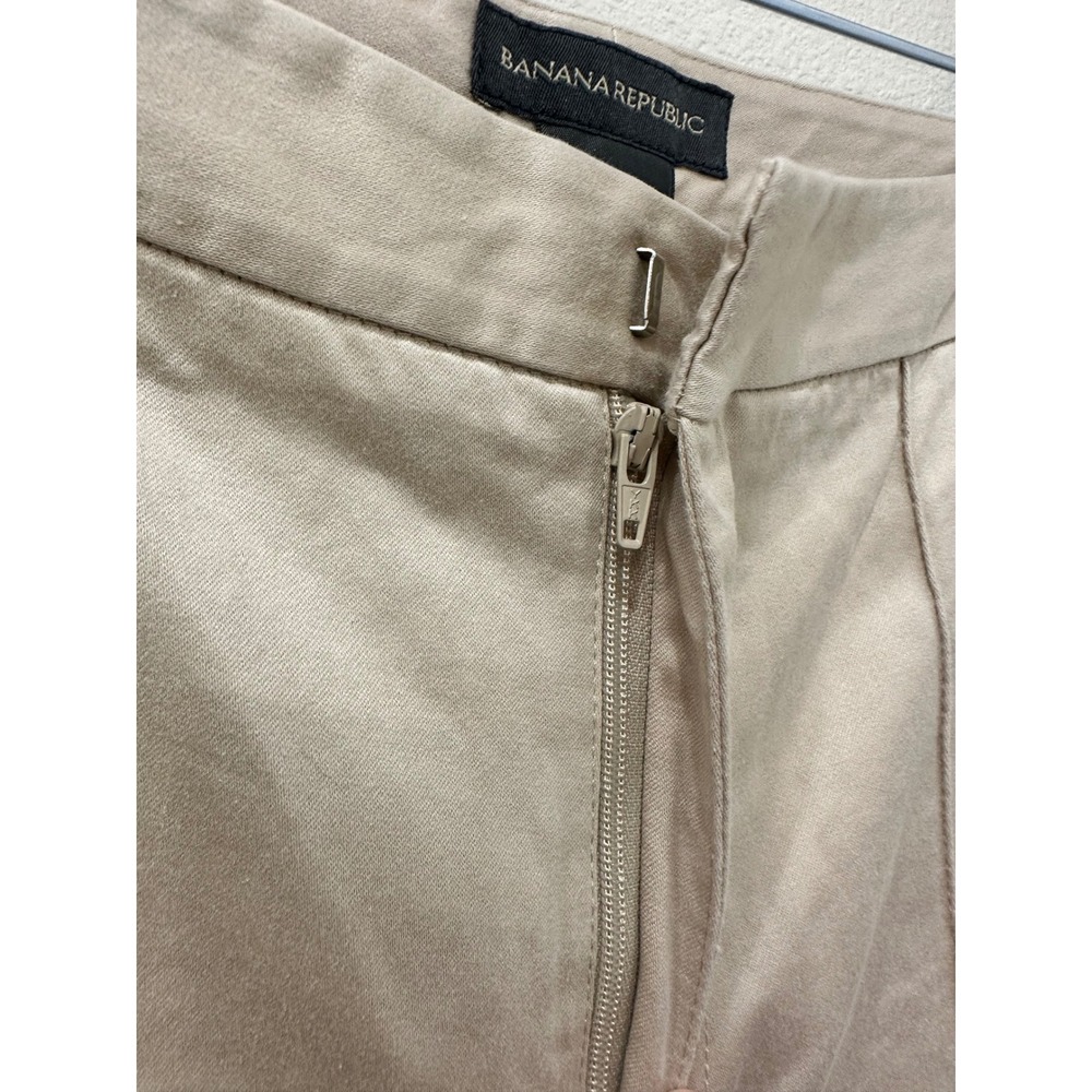 Banana Republic Womens Beige Cotton Pintuck Wide Leg Trousers Size 4 - Picture 4 of 8